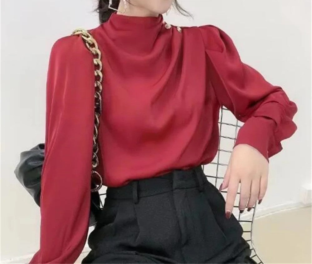 Blusa para mujer de manga larga con diseño fruncido
