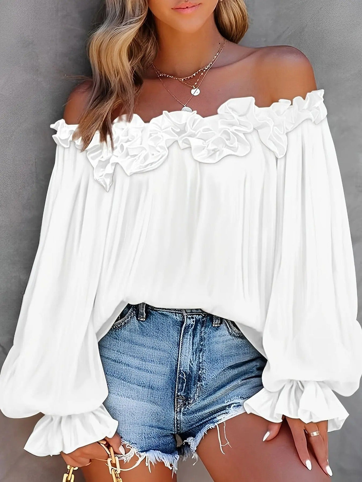 Blusa para mujer de manga larga con hombros descubiertos