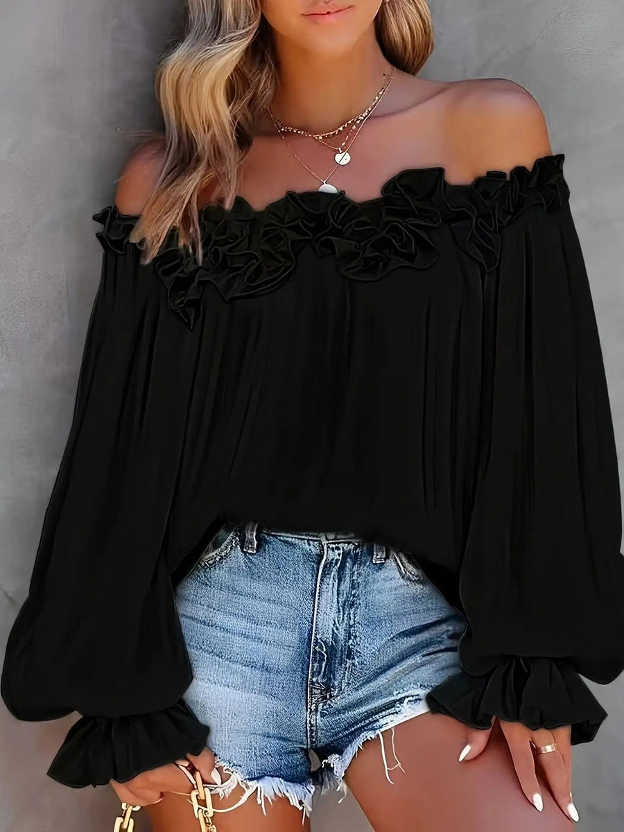 Blusa para mujer de manga larga con hombros descubiertos
