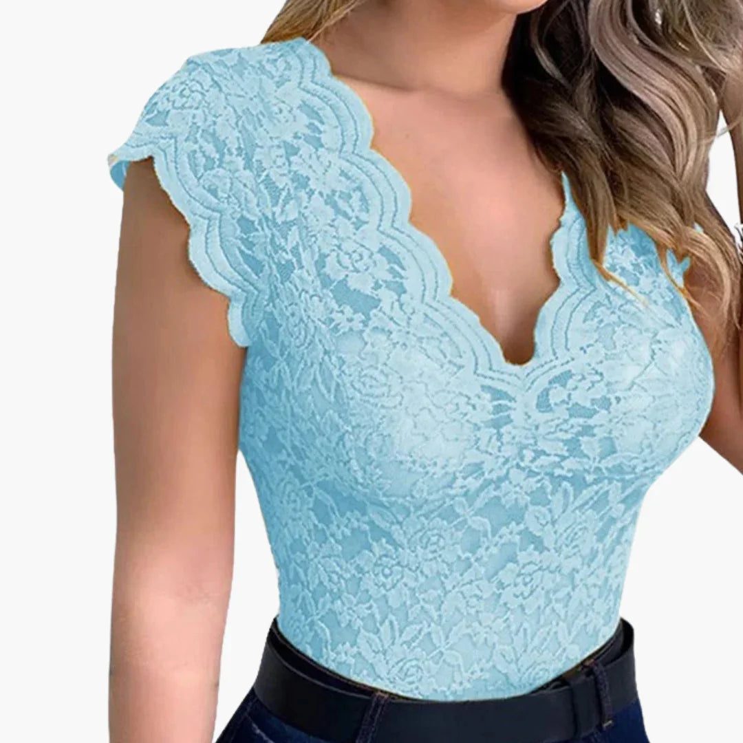 Body de encaje con patrón floral