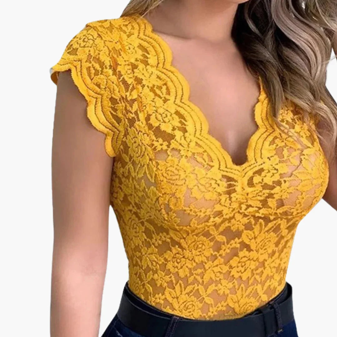 Body de encaje con patrón floral