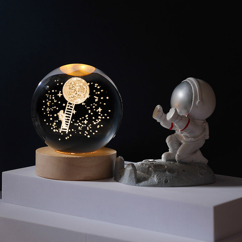 Bola de cristal con planetas en 3D