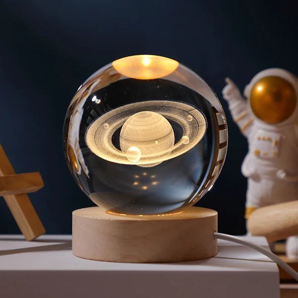 Bola de cristal con planetas en 3D