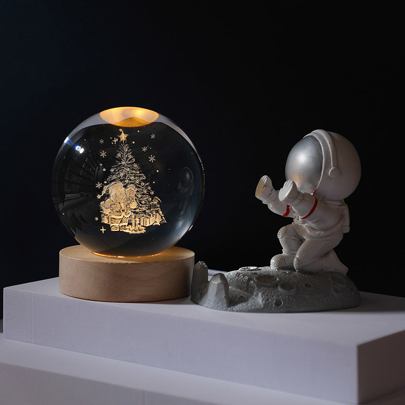 Bola de cristal con planetas en 3D