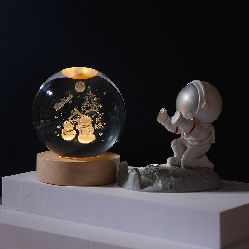 Bola de cristal con planetas en 3D