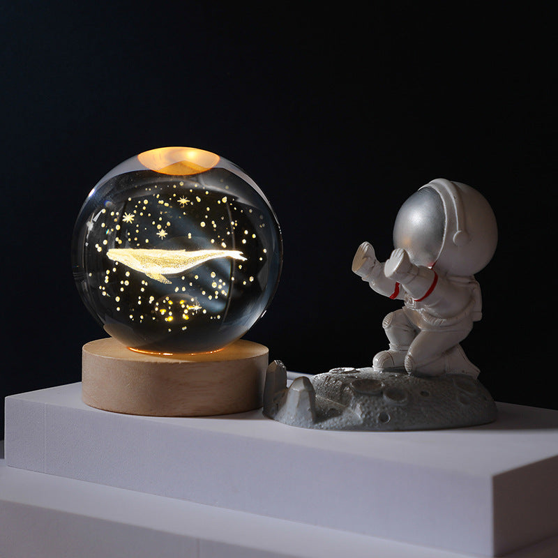 Bola de cristal con planetas en 3D