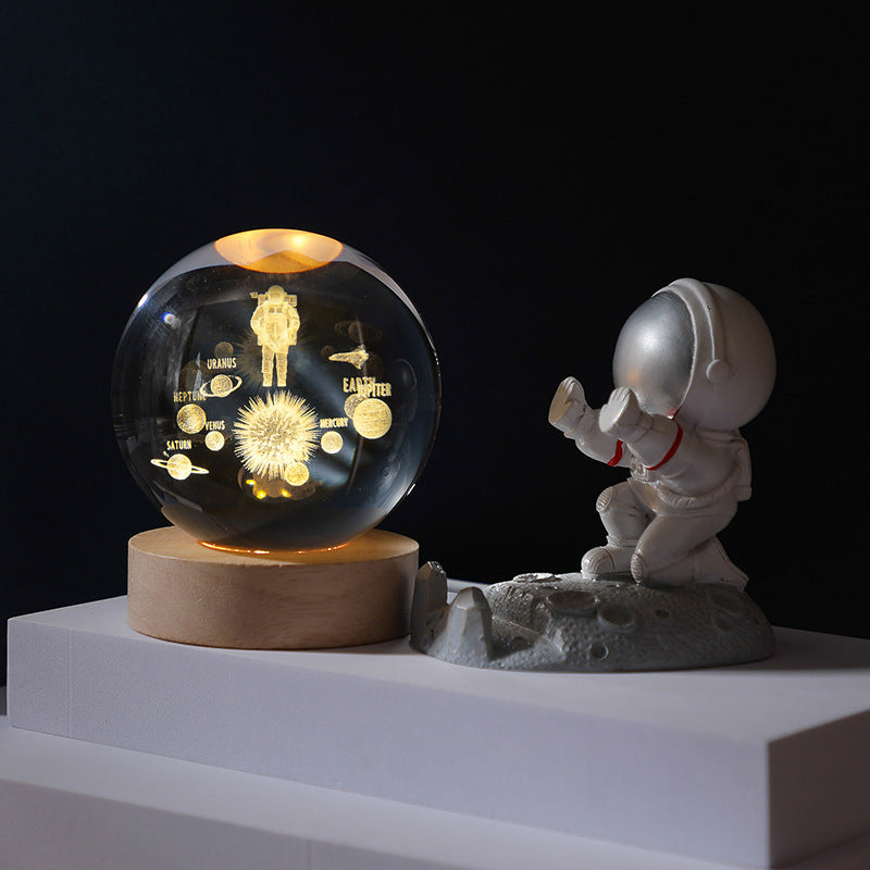 Bola de cristal con planetas en 3D