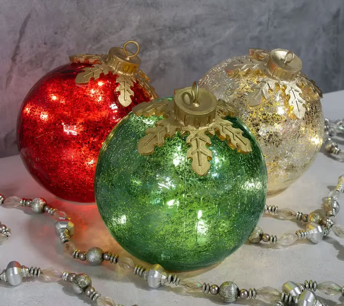 Bola de Navidad LED con iluminación ambiental cálida y función de temporizador