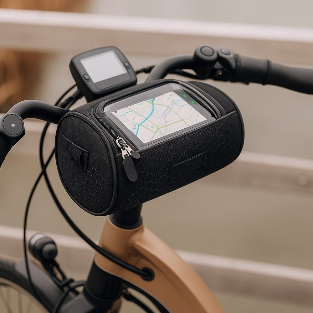 Bolsa de manillar para bicicleta con soporte para teléfono: espacio de almacenamiento impermeable para objetos pequeños