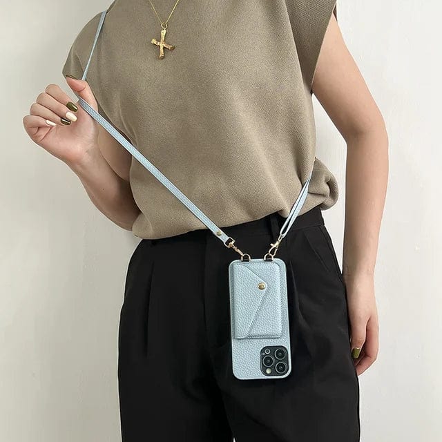 Bolso bandolera para teléfono con compartimento para tarjetas y correa