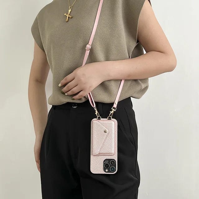 Bolso bandolera para teléfono con compartimento para tarjetas y correa