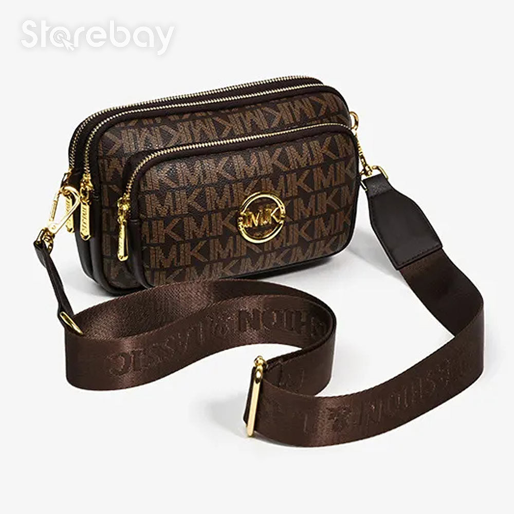 Bolso de hombro para mujer con monograma y detalle de cadena