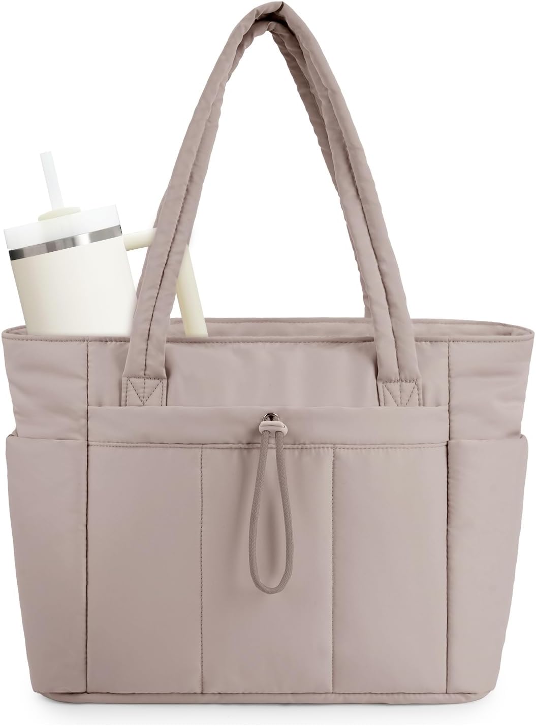 Bolso Tote Acolchado con Compartimento para Portátil y Portavasos