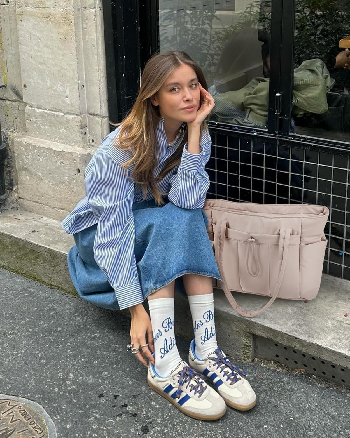 Bolso Tote Acolchado con Compartimento para Portátil y Portavasos