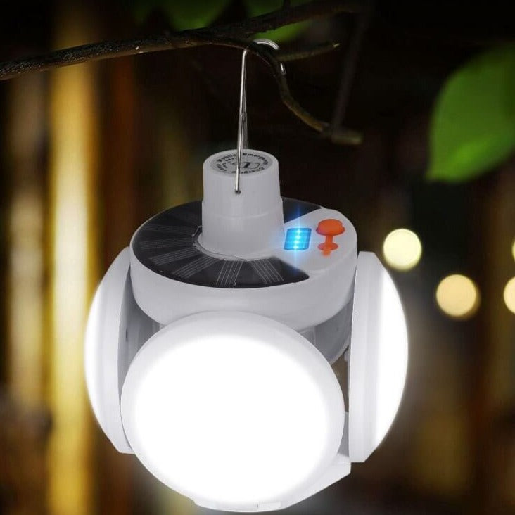 Bombilla LED solar plegable para camping y uso en exteriores