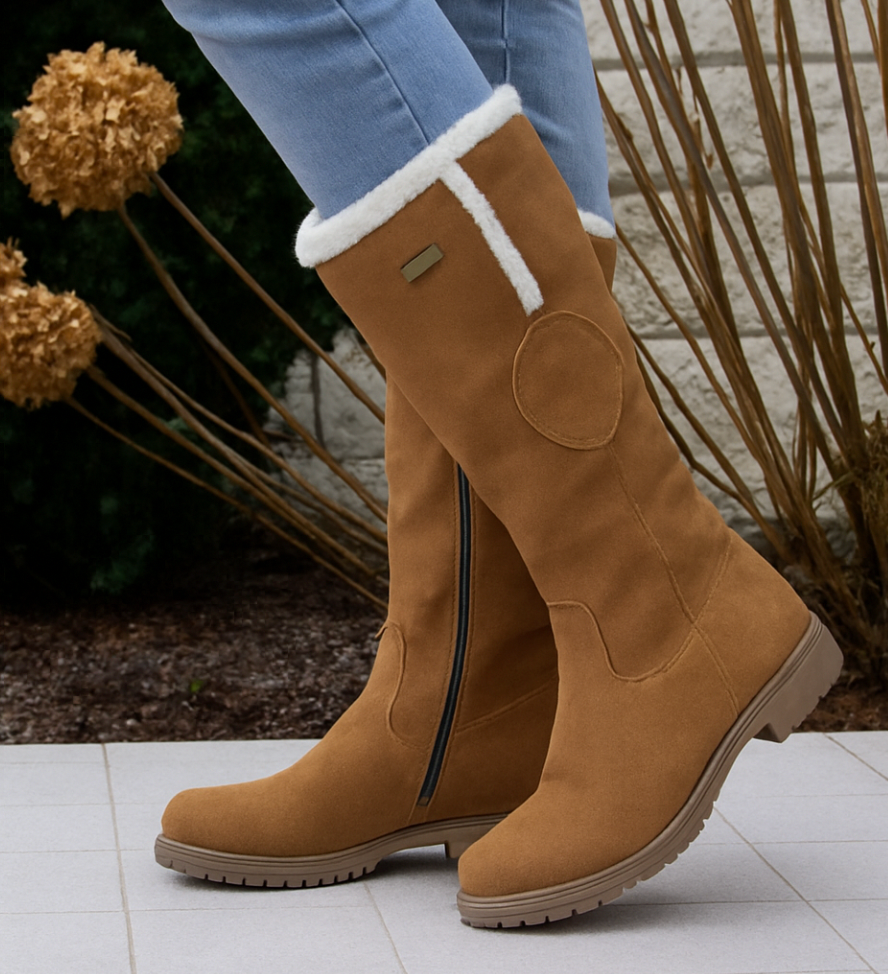 Botas altas hasta la rodilla para mujer con forro de borrego