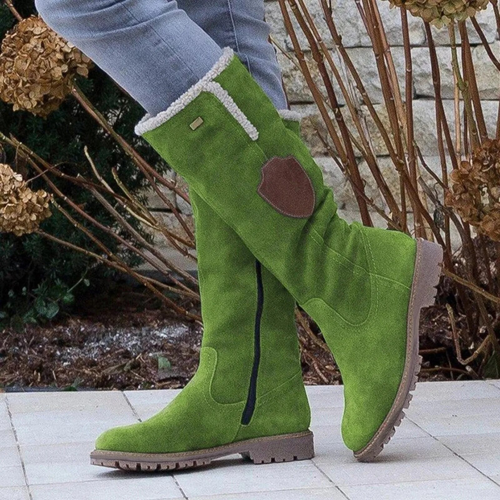 Botas altas hasta la rodilla para mujer con forro de borrego