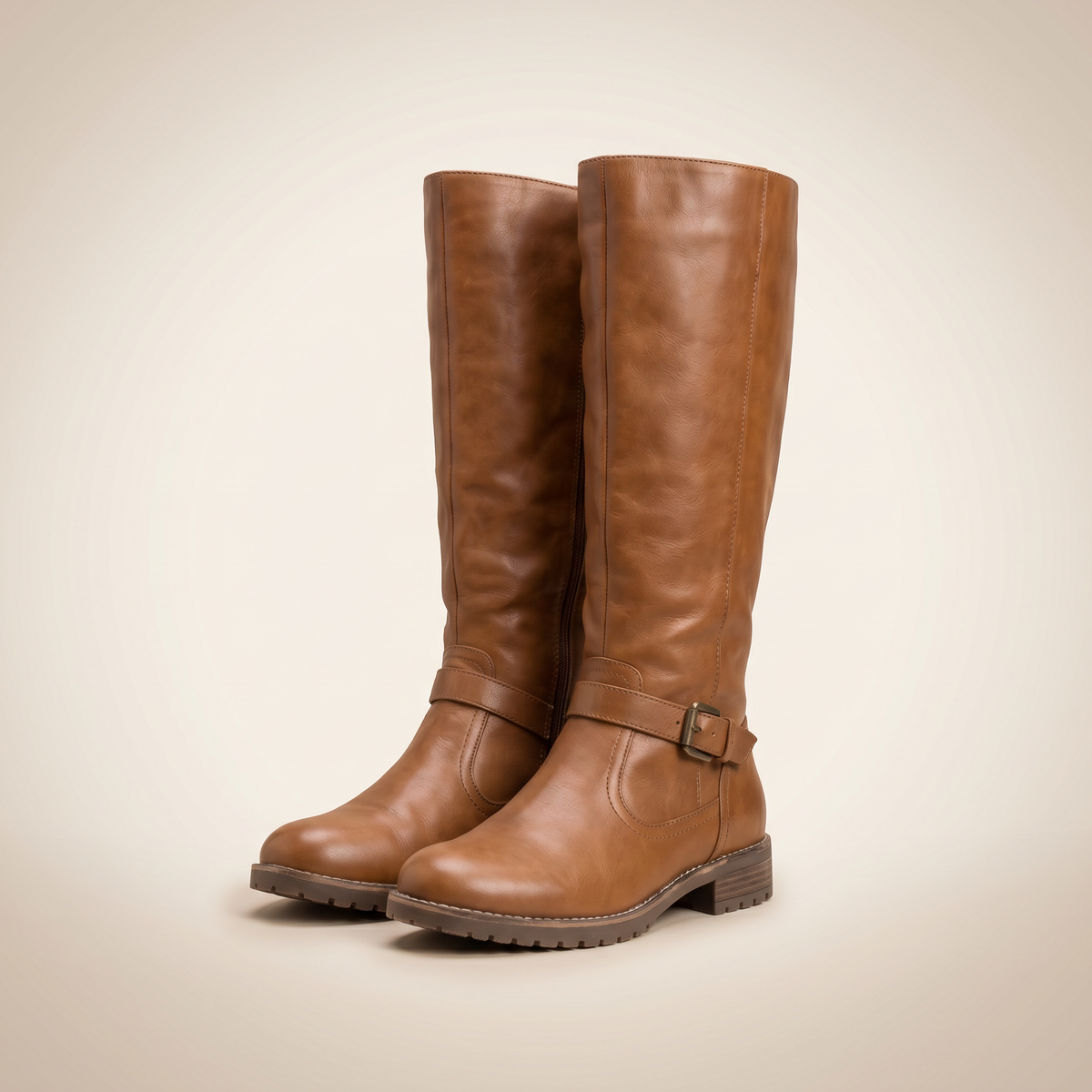 Botas altas hasta la rodilla para mujer en cuero sintético | Calzado de invierno cálido y con soporte