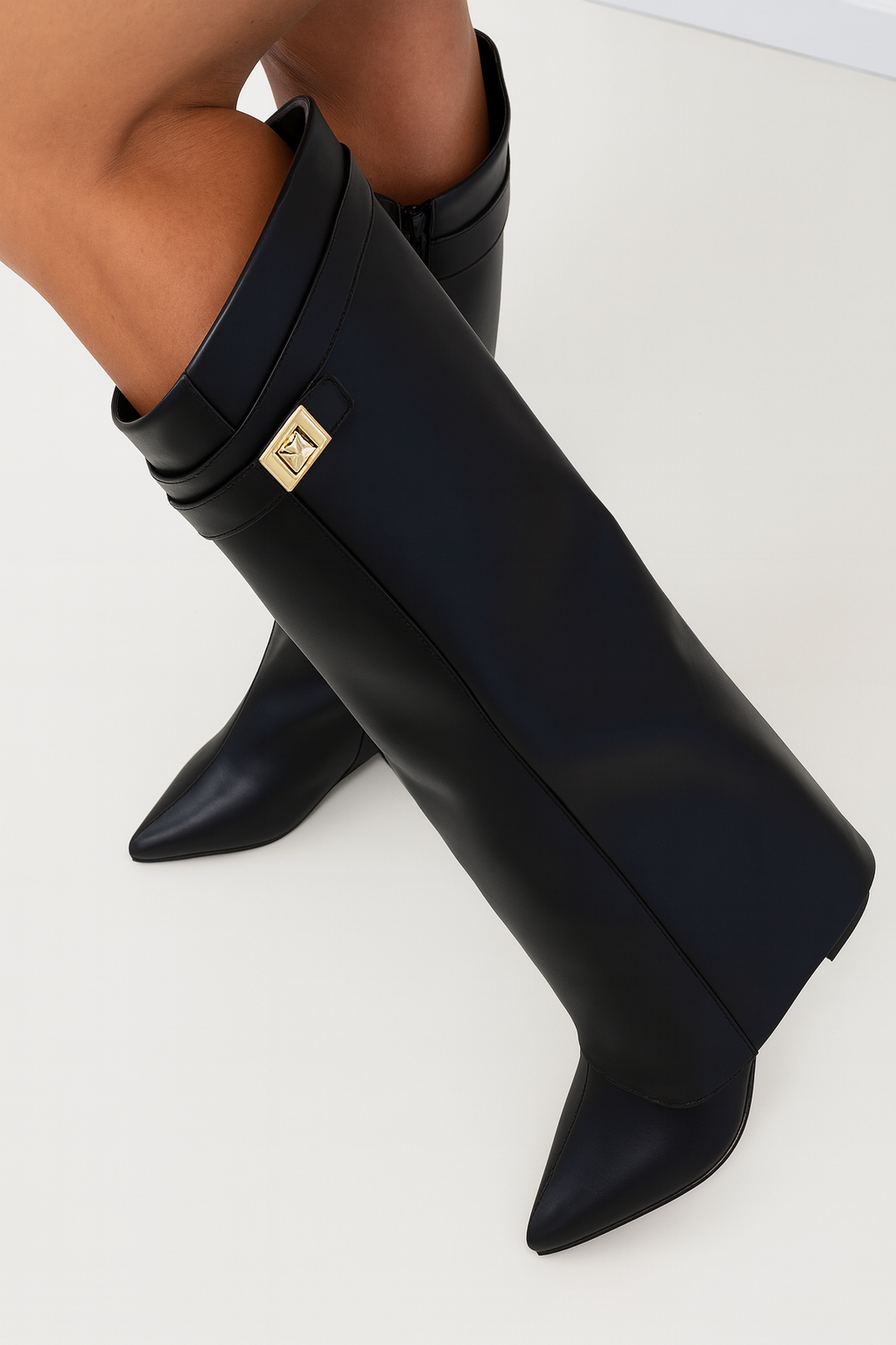 Botas altas para mujer de cuero de primera calidad con tacón de bloque