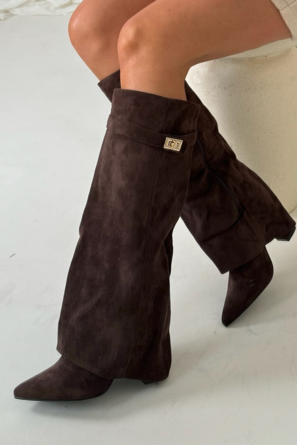 Botas altas para mujer de cuero de primera calidad con tacón de bloque