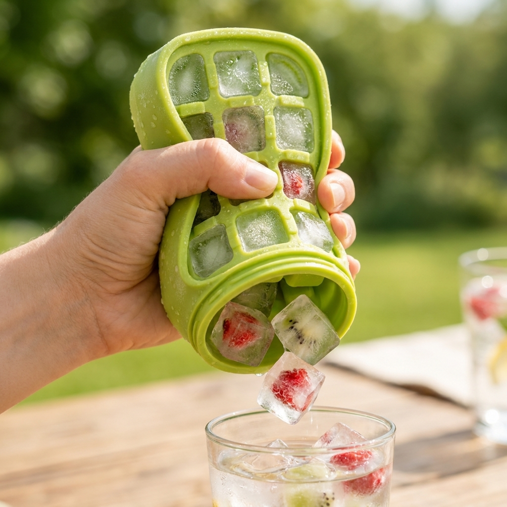 Botella para cubitos de hielo 2 en 1 — Rellenar, congelar y presionar
