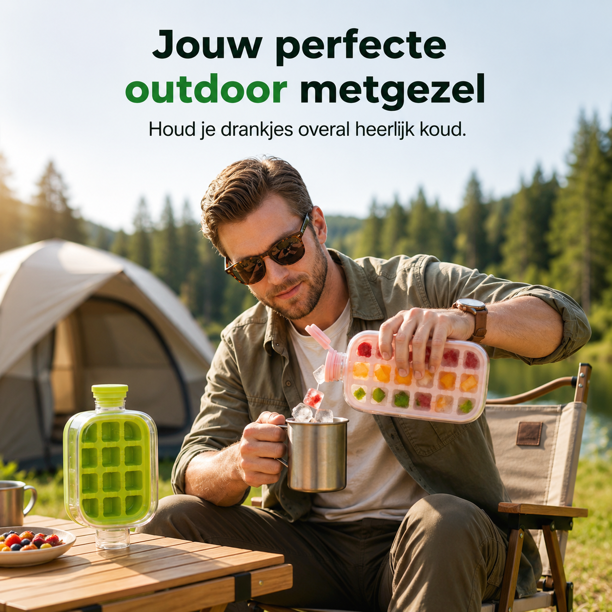 Botella para cubitos de hielo 2 en 1 — Rellenar, congelar y presionar