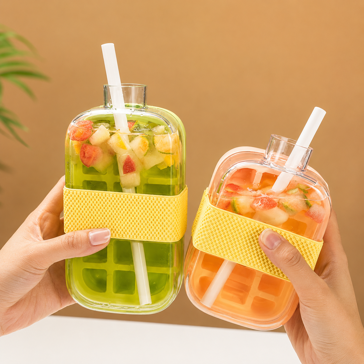 Botella para cubitos de hielo 2 en 1 — Rellenar, congelar y presionar