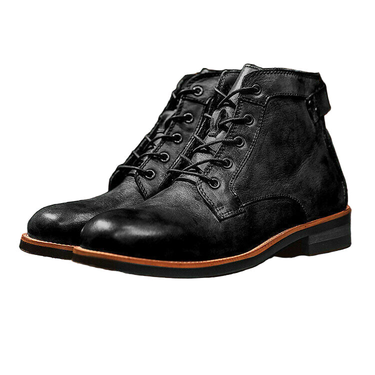 Botines con cordones de cuero para hombre