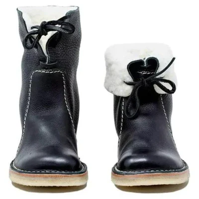Botines de invierno para hombre de cuero e impermeables con forro de lana