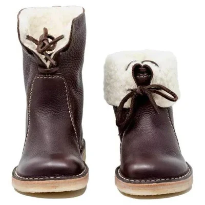 Botines de invierno para hombre de cuero e impermeables con forro de lana