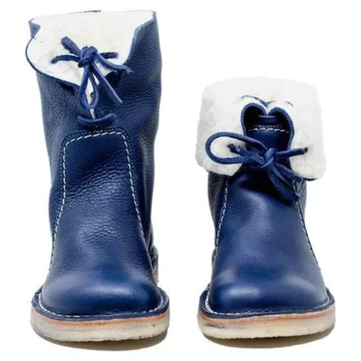 Botines de invierno para hombre de cuero e impermeables con forro de lana