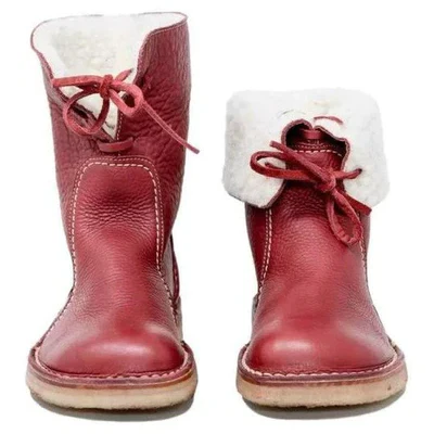 Botines de invierno para hombre de cuero e impermeables con forro de lana