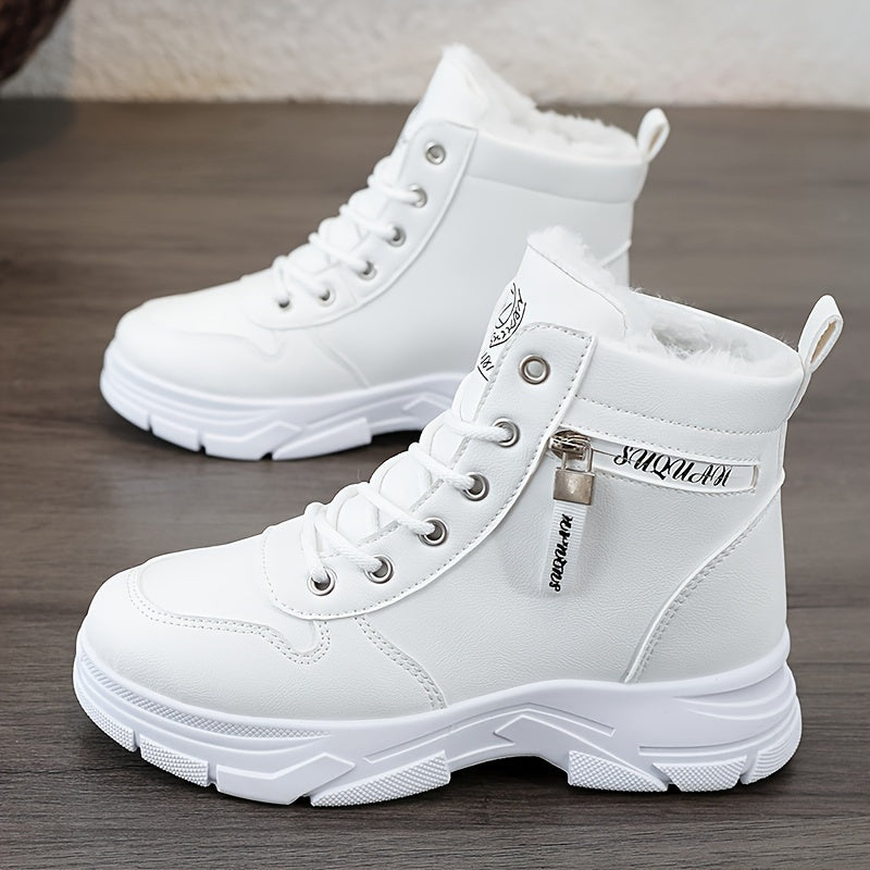 Botines de Invierno para Mujer – Botas Estilo Militar con Cremallera Lateral, Forro Suave y Suela Gruesa
