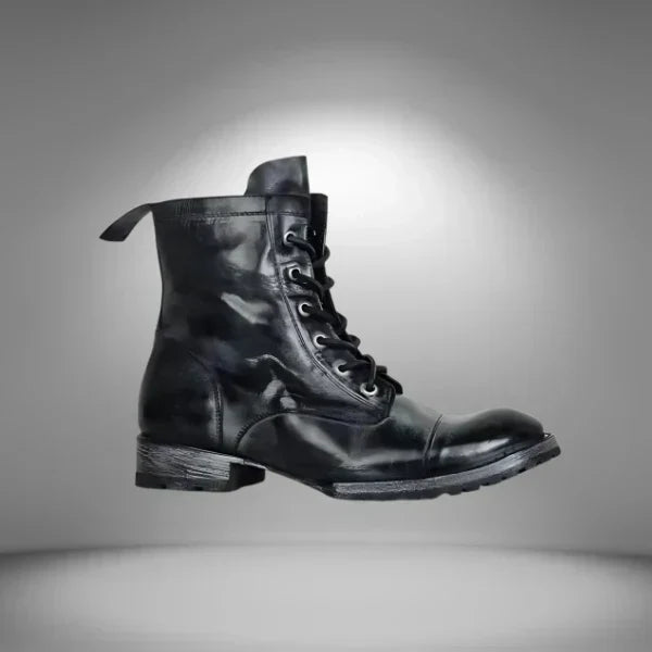 Botines militares de piel para mujer con cordones y puntera reforzada