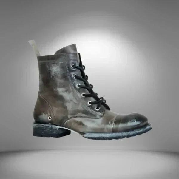 Botines militares de piel para mujer con cordones y puntera reforzada