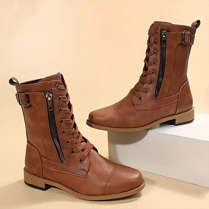 Botines militares para mujer con cordones