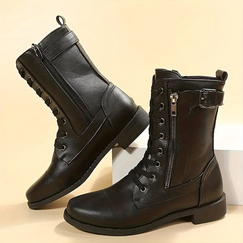 Botines militares para mujer con cordones