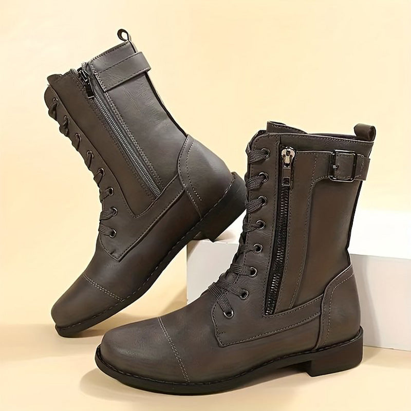Botines militares para mujer con cordones