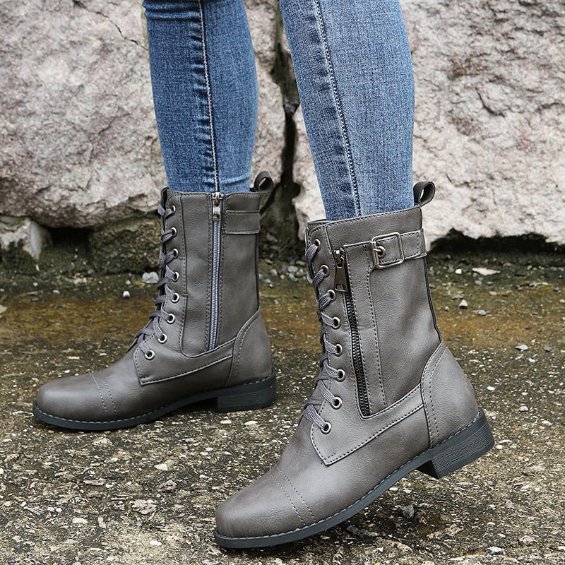Botines militares para mujer con cordones