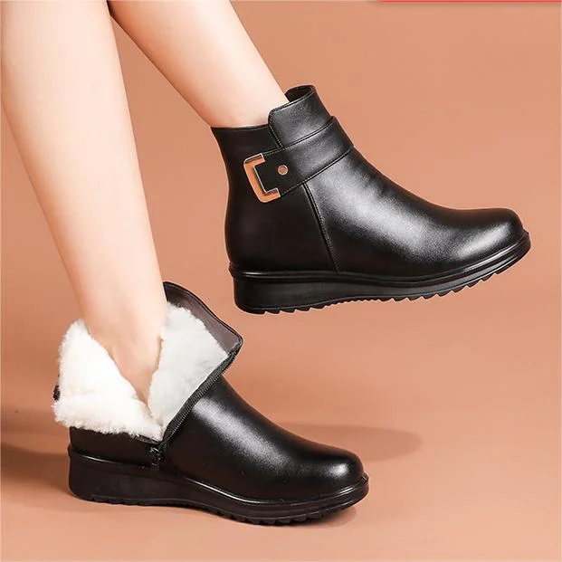 Botines ortopédicos para mujer con empeine de cuero y suela de soporte