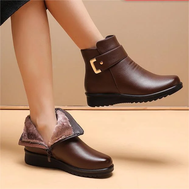 Botines ortopédicos para mujer con empeine de cuero y suela de soporte
