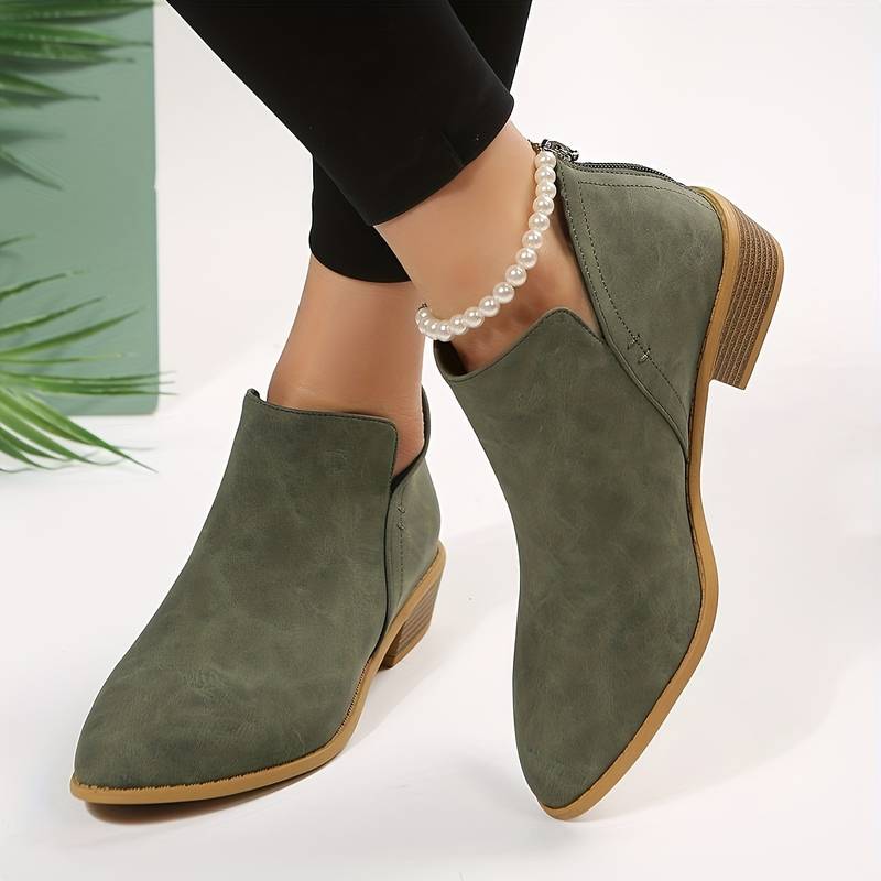 Botines para mujer de tacón bajo y corte en V