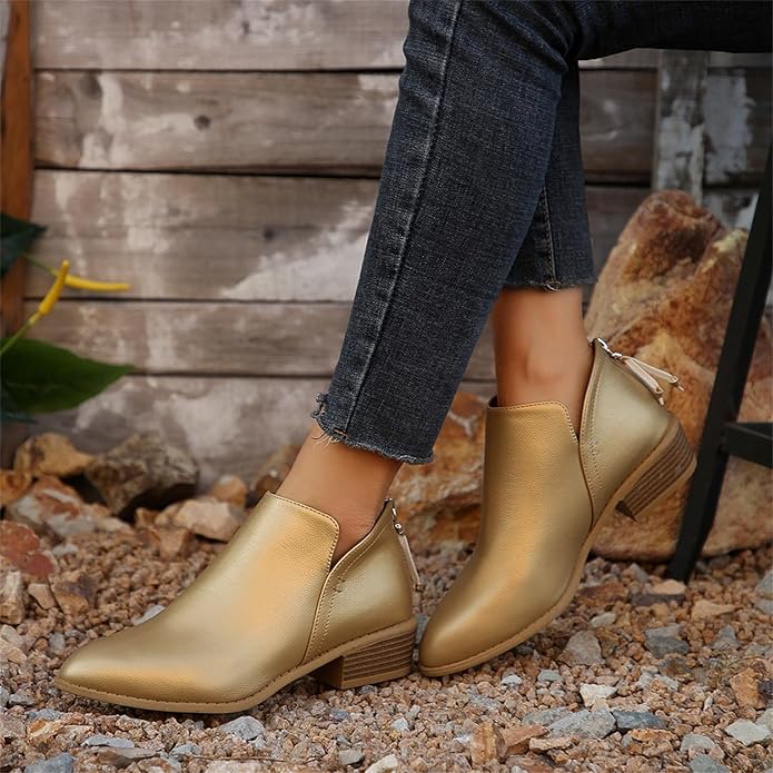 Botines para mujer de tacón bajo y corte en V
