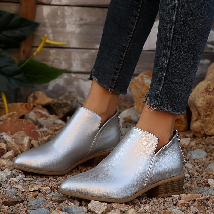 Botines para mujer de tacón bajo y corte en V