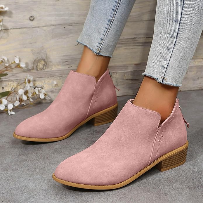 Botines para mujer de tacón bajo y corte en V