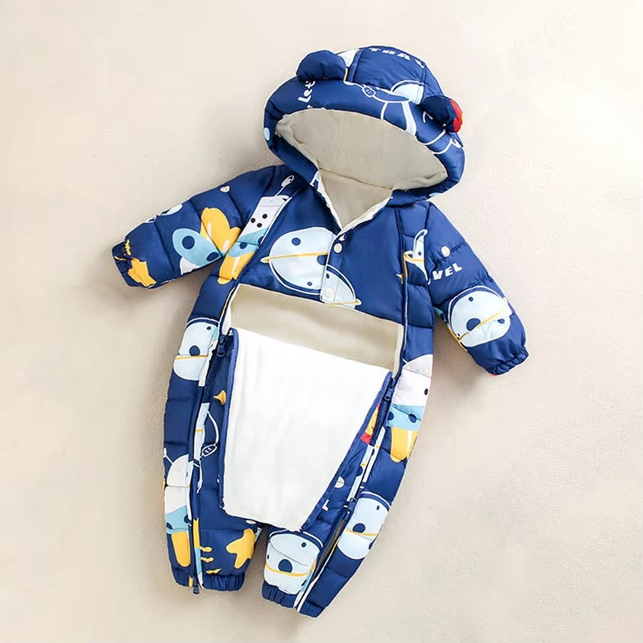 Buzo de nieve de forro polar con capucha para bebés y niños pequeños