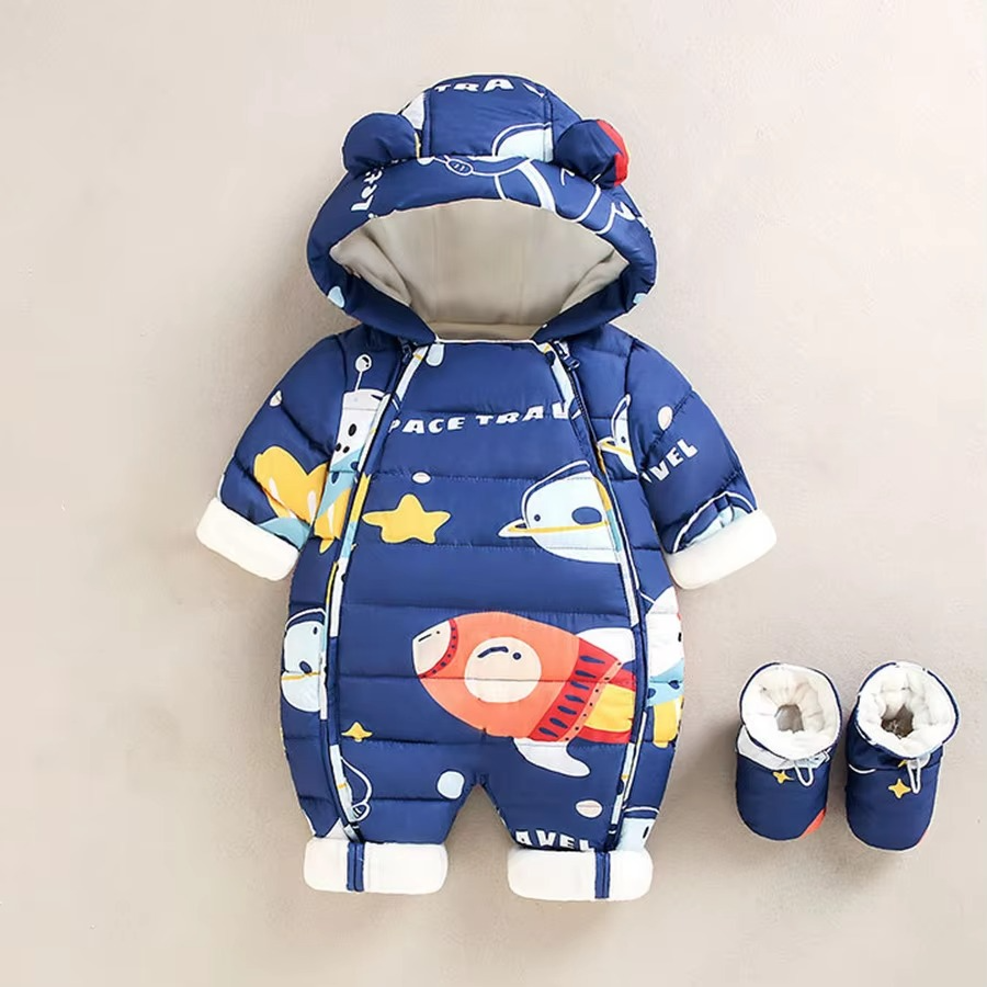 Buzo de nieve de forro polar con capucha para bebés y niños pequeños