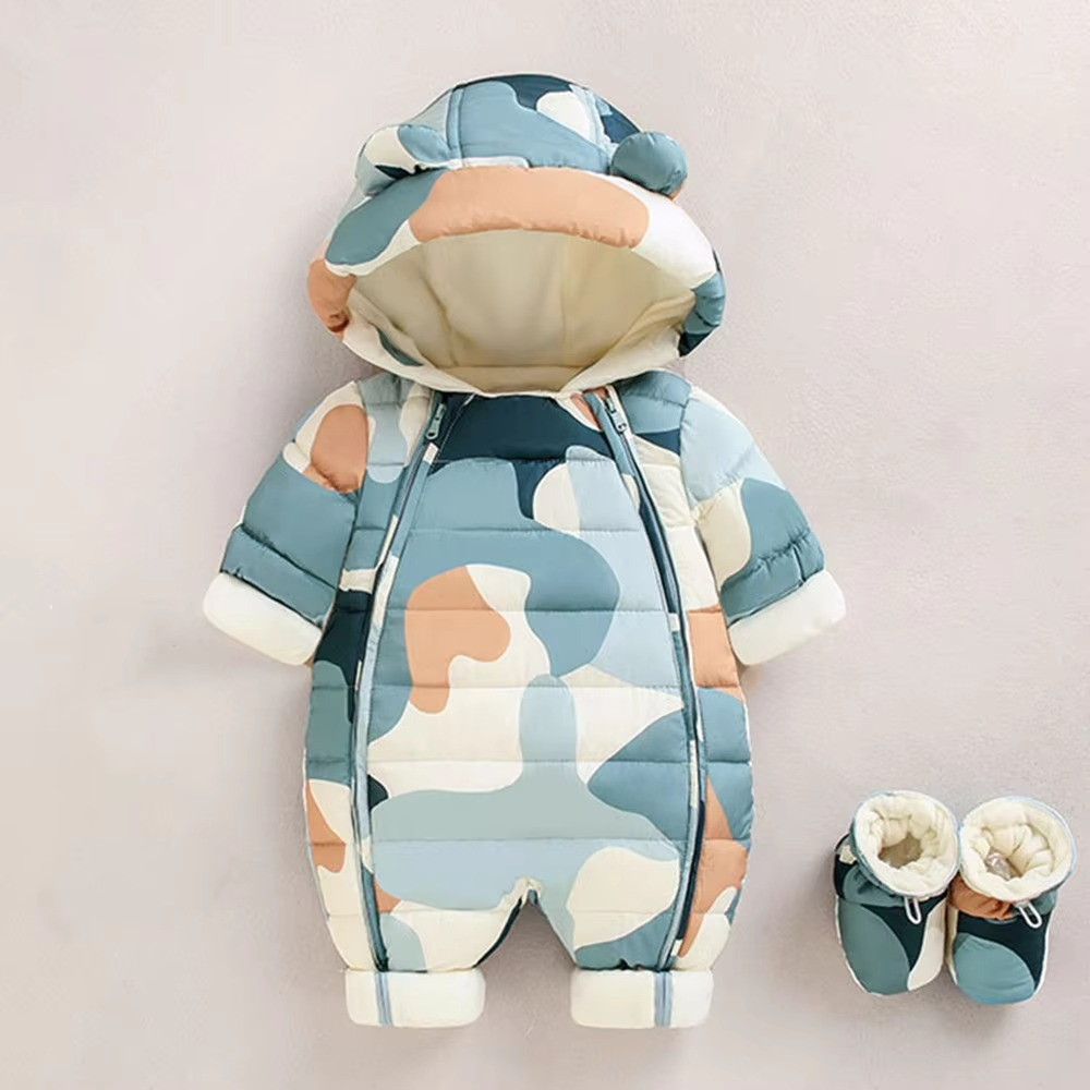 Buzo de nieve de forro polar con capucha para bebés y niños pequeños