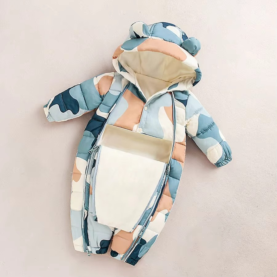 Buzo de nieve de forro polar con capucha para bebés y niños pequeños