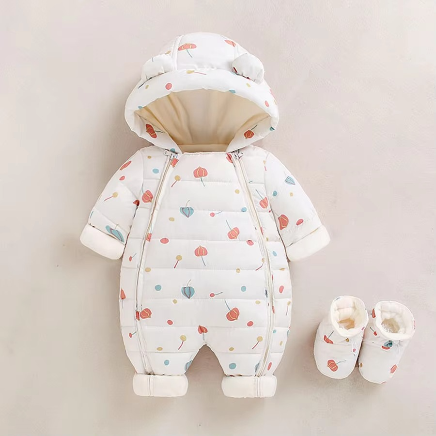 Buzo de nieve de forro polar con capucha para bebés y niños pequeños
